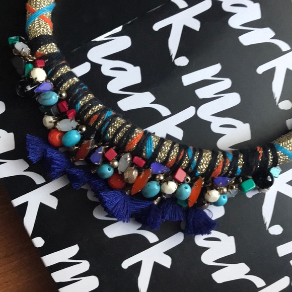 mark. Multi-color fringe necklace w/  bead/stones - Picture 4 of 5